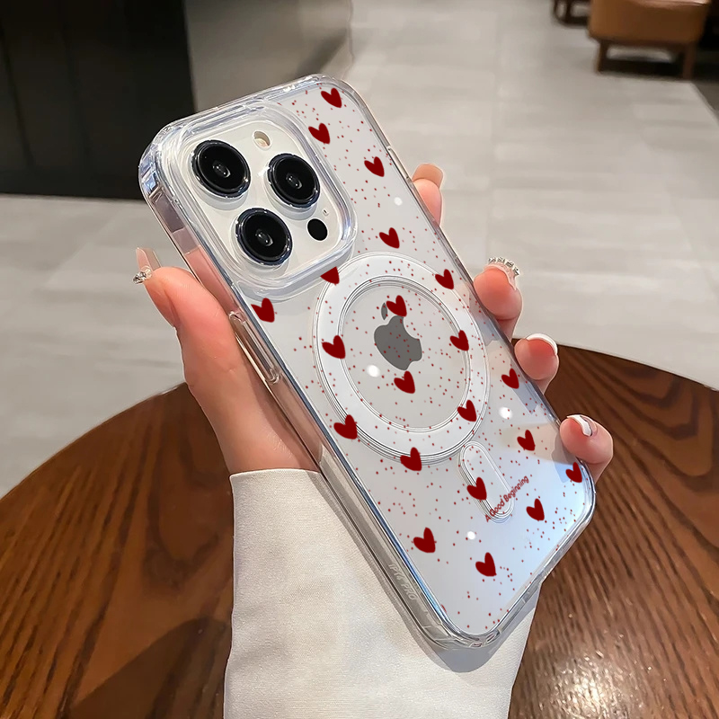 Phone Cases Magsafe - Прозрачный силиконовый чехол INS Red Love