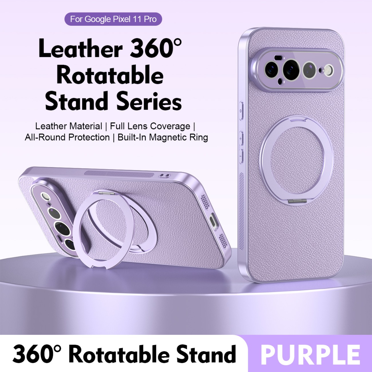 Ring Stand Case - Магнитный кожаный чехол-подставка для телефона с