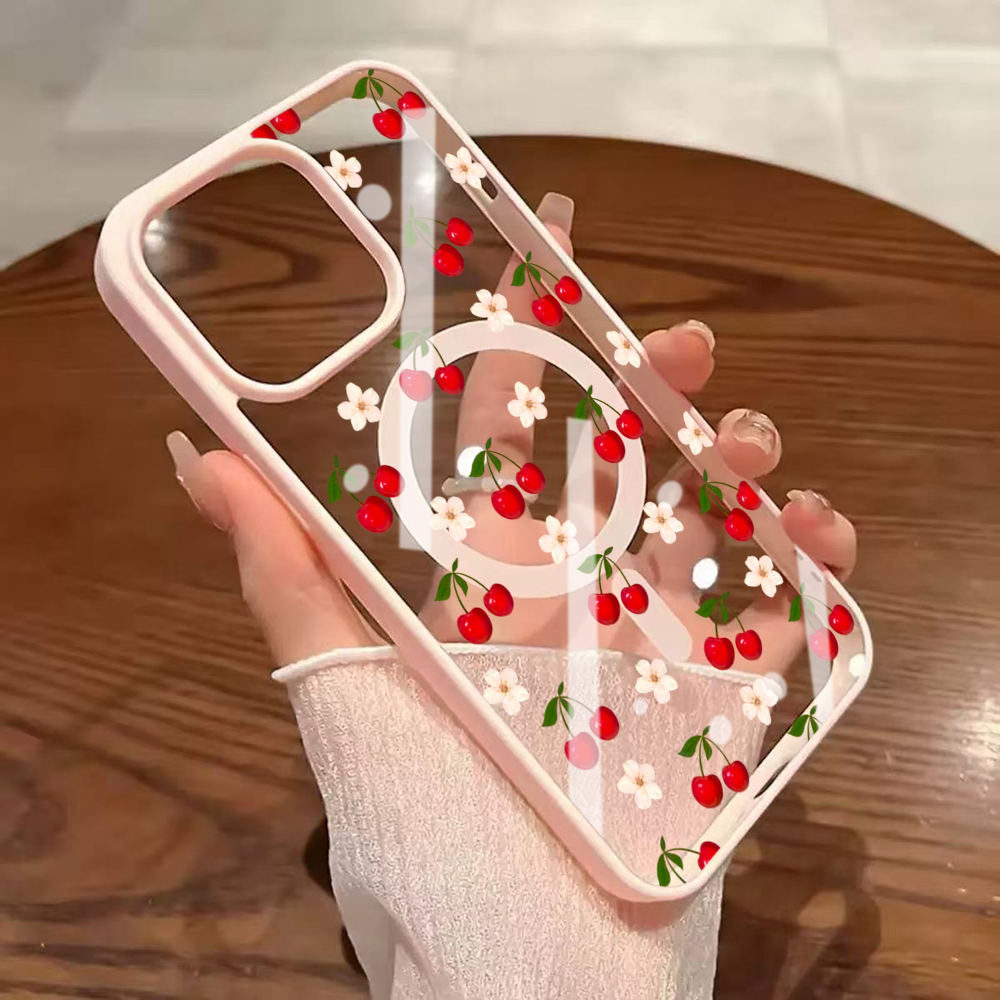 Phone Cases Magsafe - Cute Cherry Fruit Clear Case For